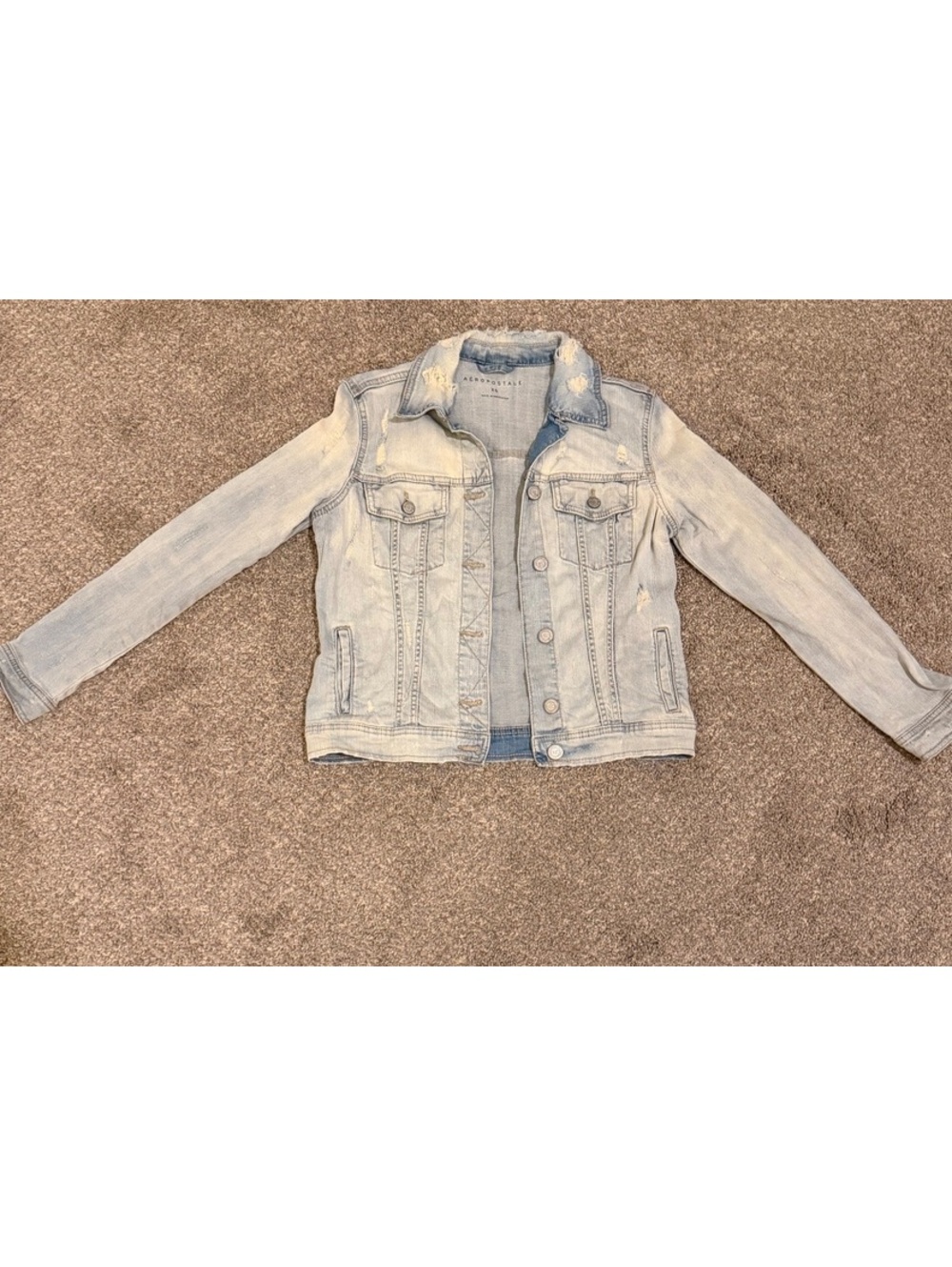 Aeropostale Light Wash Distressed Denim Jacket XS